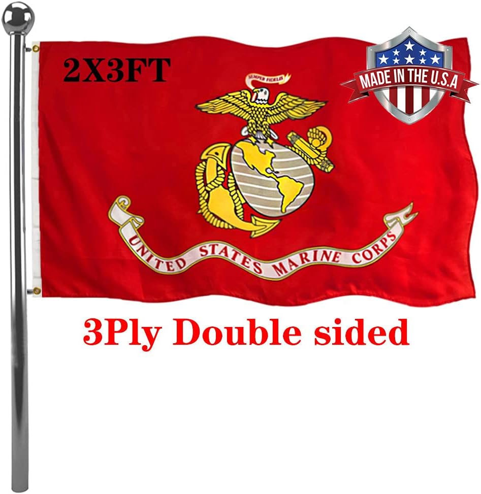 Flags - Jayus Double Sided US Marine Corps Military Flags 2x3 Outdoor- Vivid Colors 200D USMC Flag Banner with 2 Grommets