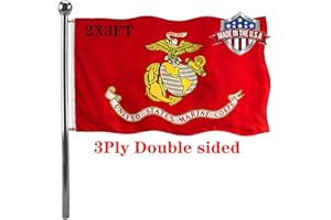 Jayus Double Sided US Marine Corps Military Flags 2x3 Outdoor- Vivid Colors 200D USMC Flag Banner with 2 Grommets