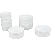 BIA Cordon Bleu Everyday Porcelain Textured Ramekins, Set of 8, Assorted, 4-6 oz, 4-14 oz., White