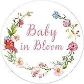 Anwyll Wildflower Baby In Bloom Stickers, 60Pcs 2Inch Self-Adhesive Party Favors, Envelope Seal Label Stickers for Baby Shower Party Decoration