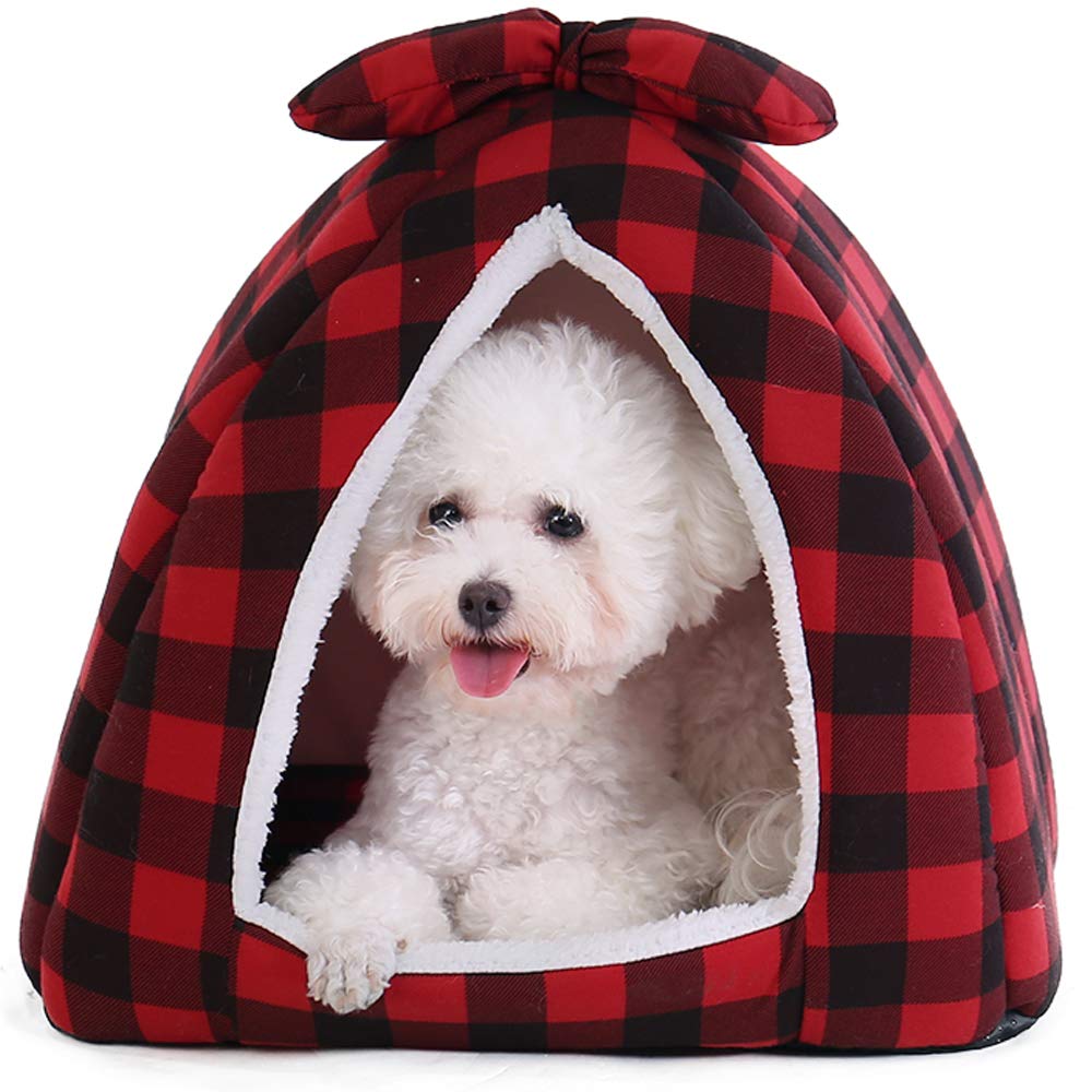 PAWZ Road Dog Tent Bed Indoor Enclosed Plaid Pet Tent Bed