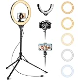 Aureday 14'' Selfie Ring Light with 62'' Tripod Stand and Phone Holder, Dimmable LED Phone Ringlight for Makeup/Video Recording/Photography, Circle Lighting for All Cell Phones&Lightweight Cameras