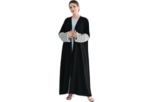 KHALAT Women Abaya Muslim Prayer Dress Embroidered Sleeves Cardigan Kaftan Islamic Dubai Robe Casual Modest Abaya Dress
