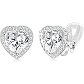 CUFELMU Crystal Clip On Earrings Love Heart Non Pierced Earrings for Women