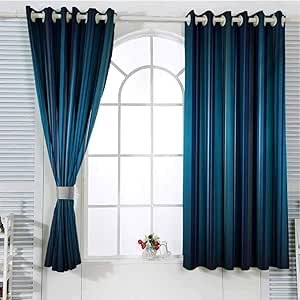 Cortinas de puerta corredera con rayas para sala de estar, fondo azul