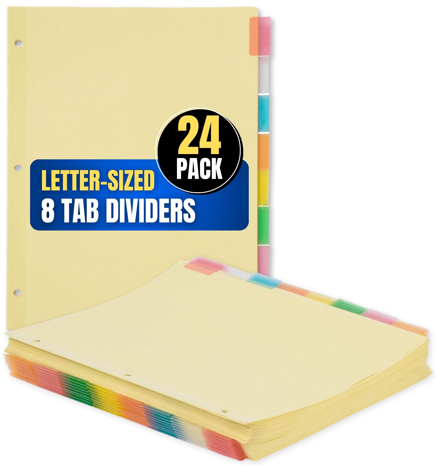 Photo 1 of 1InTheOffice Dividers for 3 Ring Binder, Binder Dividers with Tabs, 3 Ring Binder Dividers with Tabs, 8 Tab Dividers, Multicolor, 24/Pack
