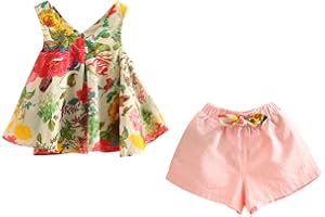 Mud Kingdom Little Girls Shorts Sets Floral Pattern Summer Sleeveless 2 Piece Outfits