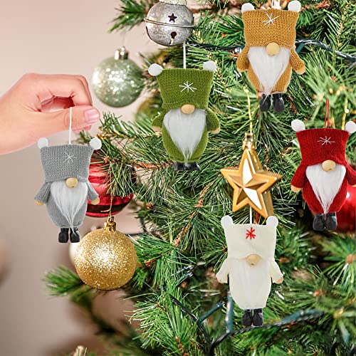 1Tomte Christmas Hanging Gnomes Ornaments, 6 PCS Handmade Swedish Tomte Decorations Plush Scandinavian Santa Elf Hanging Dolls for Christmas Holiday Party Decorations