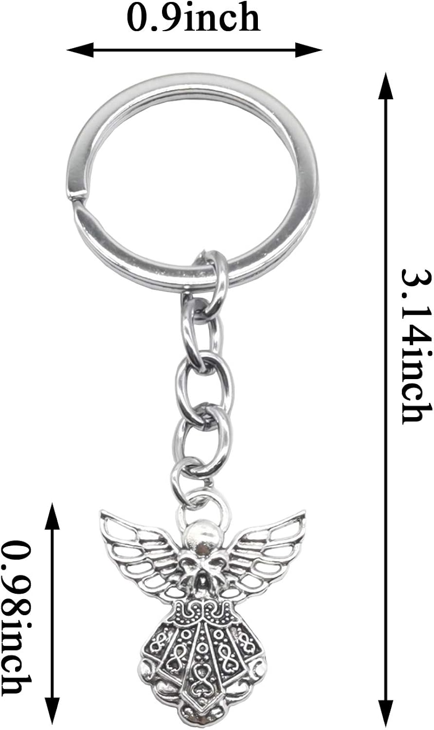 YOOHUA 50PCS 3.14inch Angel Keychain Angel Pendant Keychain Key Ring Silver Tone Guardian Angel Charm Keychain Key Ring at  Men’s Clothing store