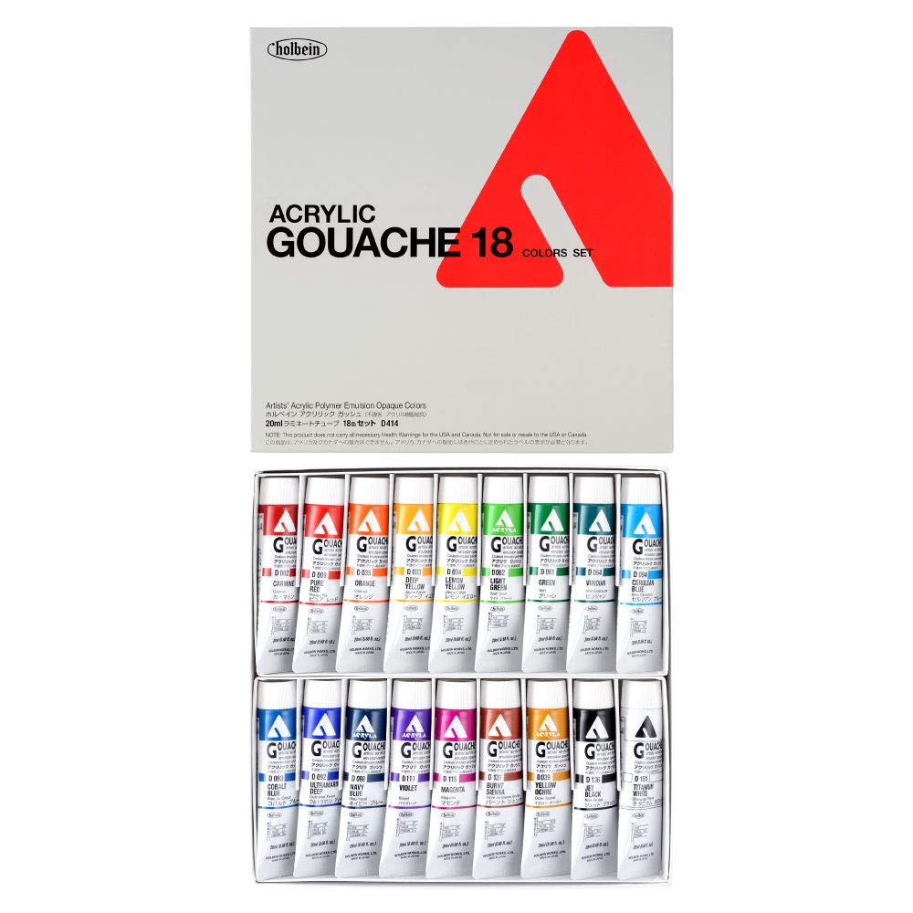 Holbein Acrylic La Gouache Set 18 Colour Set (Japan Import),multi-coloured,D414