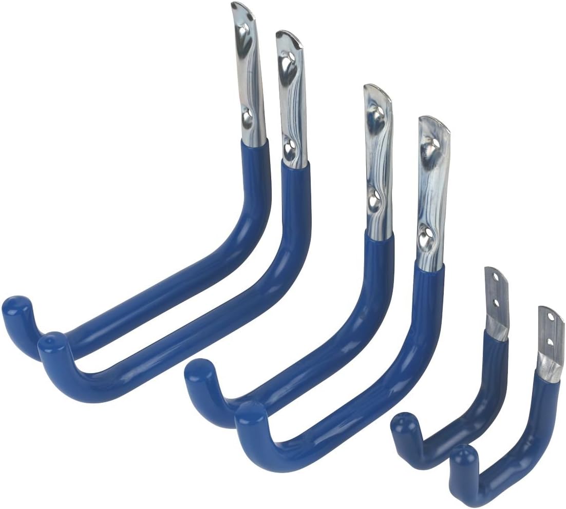 Smith & Locke Medium Duty Storage Hooks Zinc-Plated/Blue Sleeves 6 Pcs