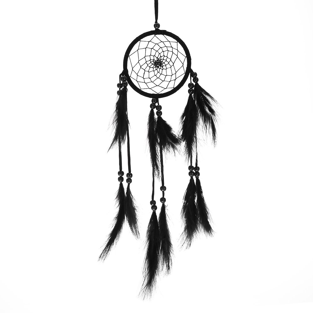 Qiterr Native American Dream Catcher, Large Handmade Hanging Pendant Craft Gift for Children, Living Room Home Decoration (Black)