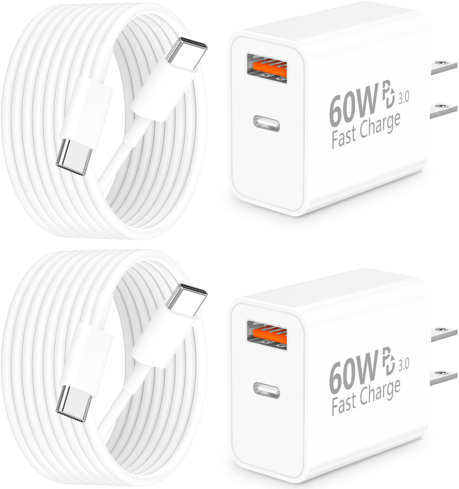 Photo 1 of [Apple MFi Certified] iPhone 17 Charger Fast Charging, Linocell 4Pack 60W Dual Port USB C Charger Dynamic Power Adapter PD&QC Type C Wall Chargers + 6FT Type C Cord for iPhone 17/17 Pro/16 Pro/15/iPad