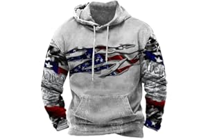 ZOCAVIA American Flag Hoodies for Men USA Graphic Hooded Sweatshirts Drawstring Western Ethnic Boys Pullover Tops