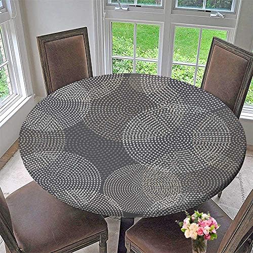 PINAFORE HOME Premium Tablecloth Vector Background with Decorative Dotted Circles Print Cloth Design Wallpaper Everyday Use 63"-67" Round (Elastic Edge)