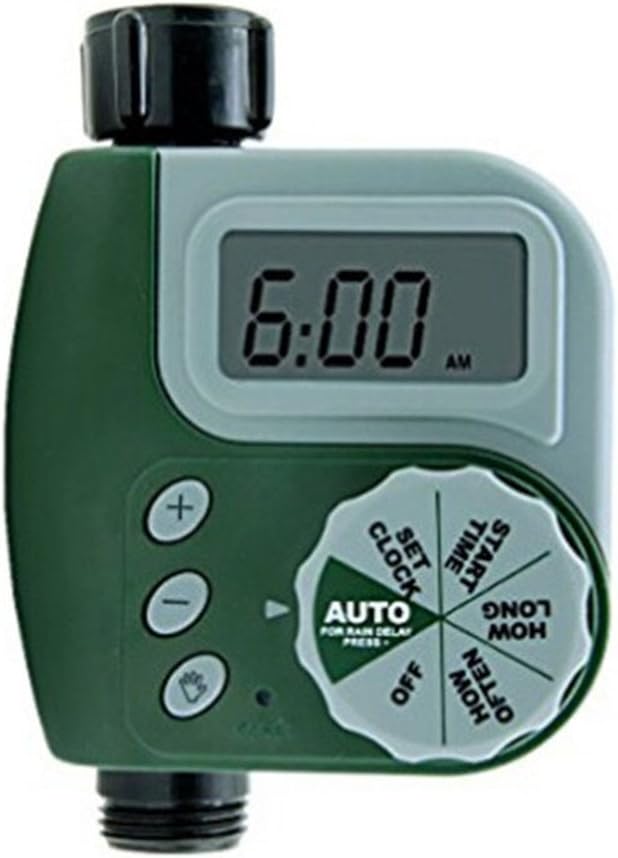 Razy Outdoor Automatic Programmable Single Tap Outlet Garden Water Timer Faucet with LCD Digital Display (Green)