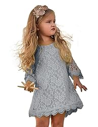 Flower Girl Dress, Lace Dress 3/4 Sleeve Dress