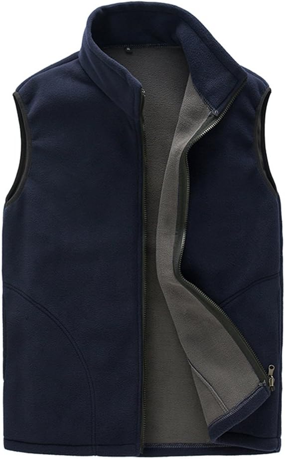 BOSOZOKU Mens Thermal Fleece Vest, Full Zip Gilet Sleeveless Casual Bodywarmer Waistcoat Outdoor Fleece Jacket