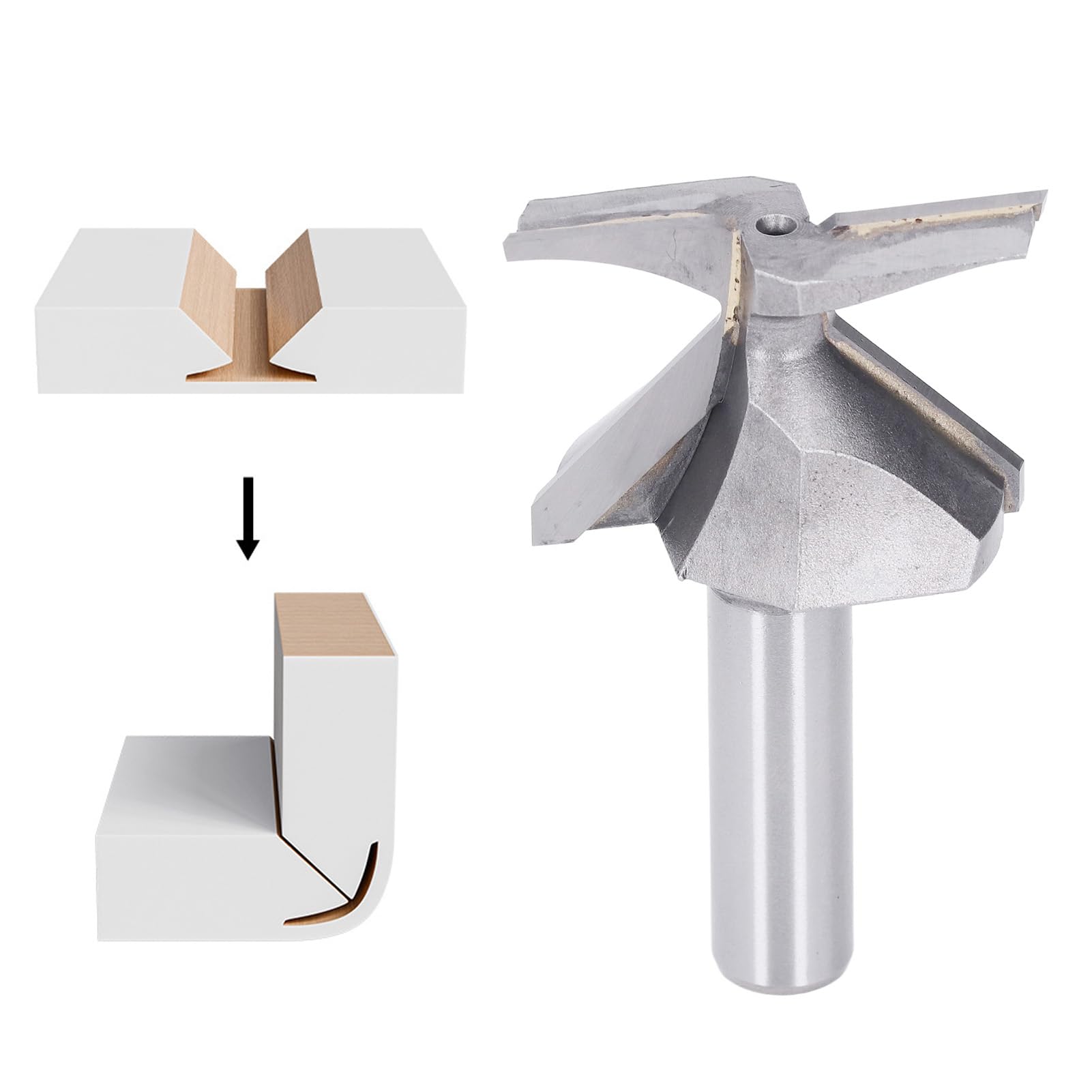 Trim Router Bit 1/2 Inch Shank Groove Panel Router Bits for Making Cabinet Door, Arc Bending Router Bit Woodworking Wood Milling Cutter, R30 Integrated Router Bit