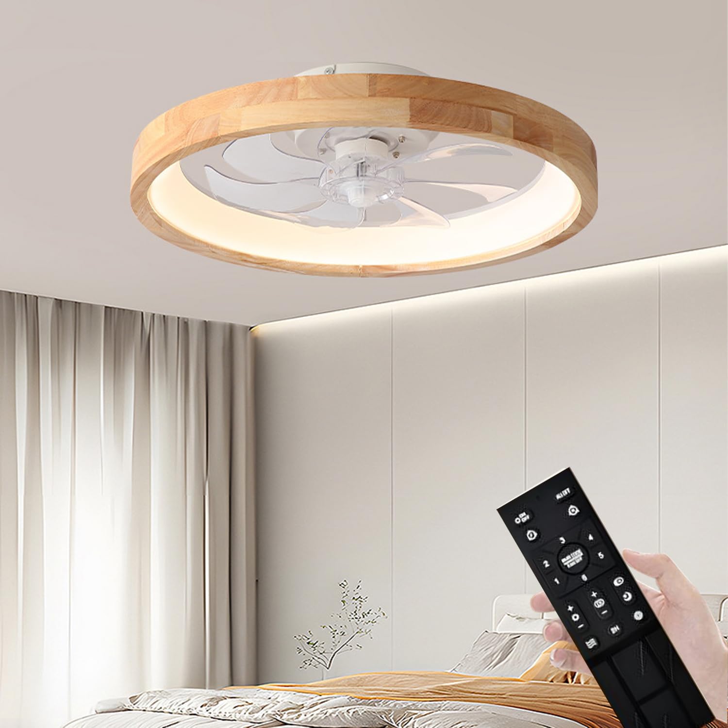 Ceiling Fan Light, With Fan, Natural Wood, LED Ceiling Light, Wood, Stylish, Thin, 8 Tatami, 10 Tatami, 12 Tatami Mats, Forward and Reverse Rotation, APP Remote Control, Remote Control, Dimmable Color