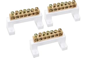 uxcell Copper Screw Terminal Block Connector Bar 100A Single Row Bridge Shape Ground Wire 7 Positions 3 Pcs