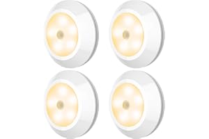 HONWELL Motion Sensor Light, Wireless Battery Powered Warm White Motion Sensor Lights, Stick Closet Lights, Safe LED Stair Lights, Wall Lights for Hallway, Motion Activated Step Lights (4Pack)