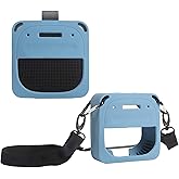 Silicone Case Sleeve for Bose SoundLink Micro 2 - Full Protective, Shockproof, Portable Speaker Cover with Lanyard and Carabiner for Outdoor Activities (Blue)