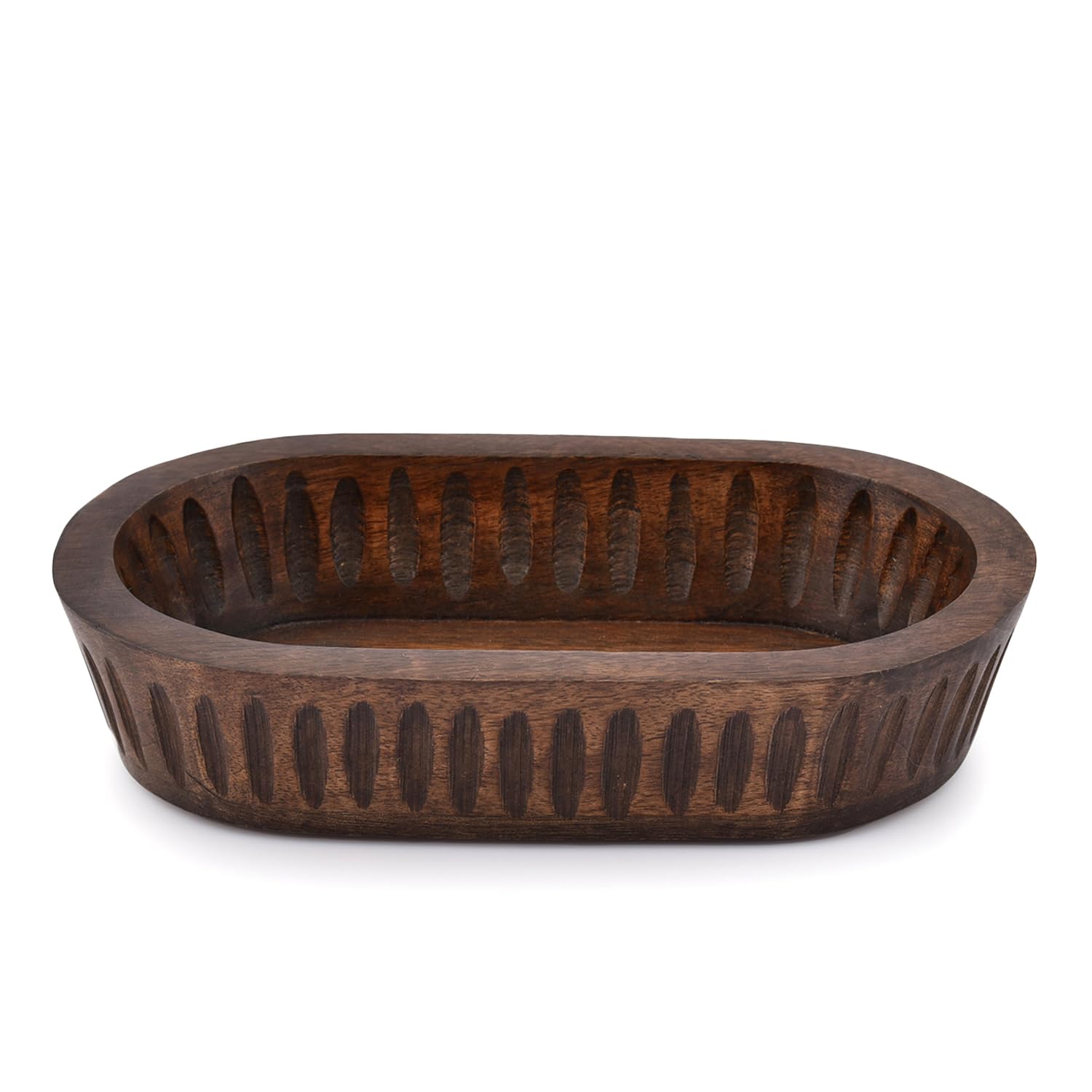 Samhita Mango Wood Decorative Bowls for Home Décor, Decorative Long Wooden Bowl for Table Centerpiece (10
