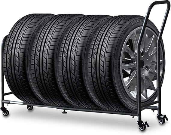 Amazon Fieldoor 伸縮タイヤラック キャスター付き 幅70 110cm 丸パイプ グレー 台車 耐荷重1kg 工具不要 調節 移動 保管 ストッパー付 タイヤラック スタッドレス 車 バイク 車 バイク