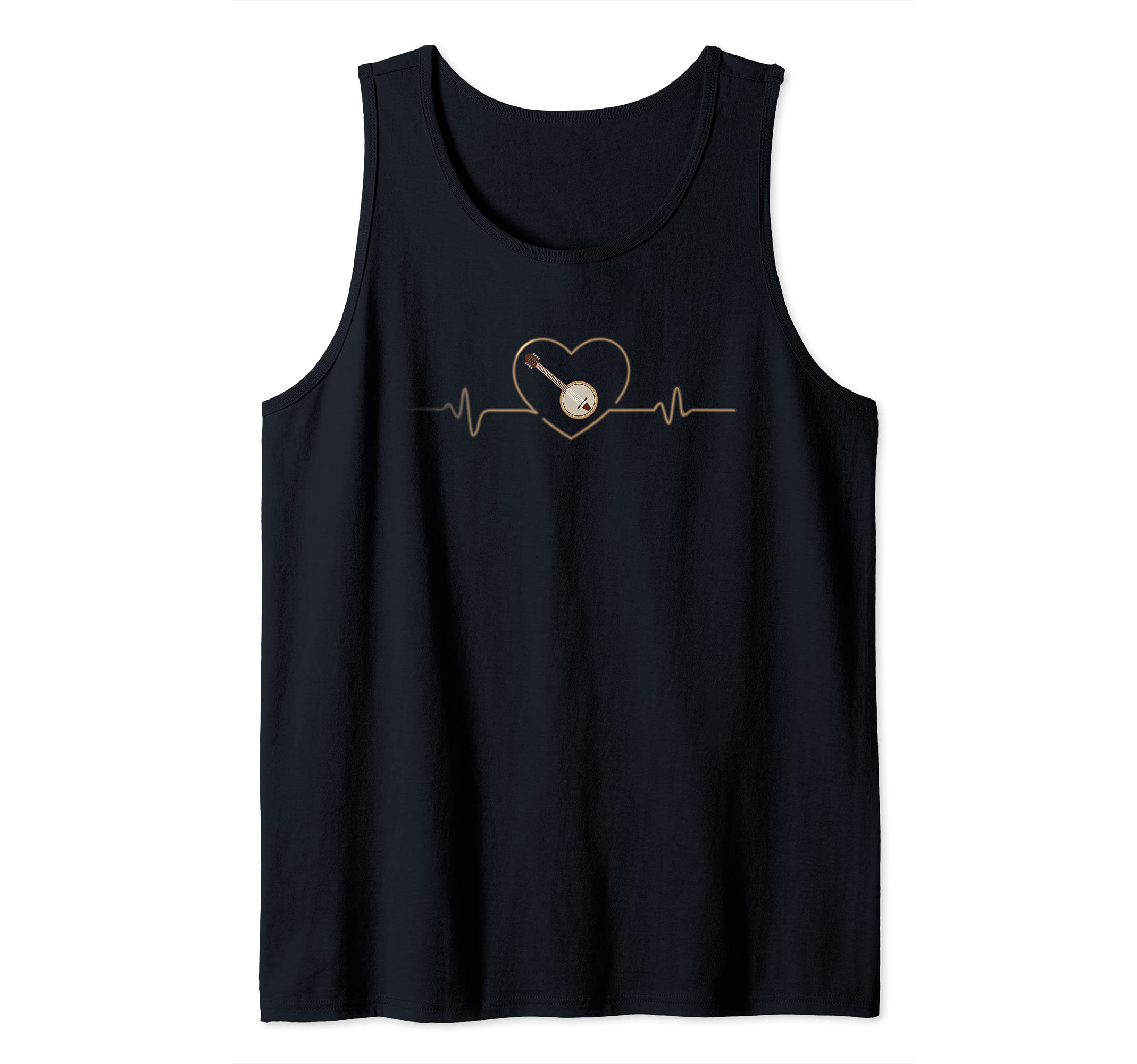 Banjo Music Player Heartbeat Banjo Guitar Tank Top