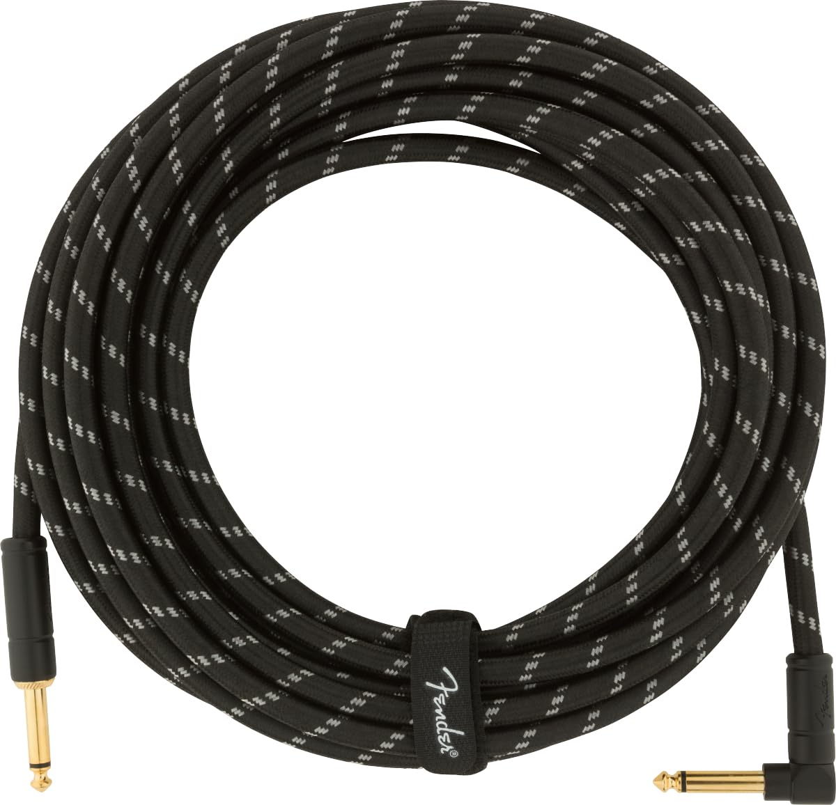 Fender Deluxe Series Instrument Cable - 25 ft – STR/ANG – Black Tweed