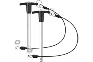 VXCICC 2 Pack T Handle Quick Release Pin 3/8 Inch Diameter,304 Stainless Steel Ball Locking Pin with Push Button Lanyard Usable Length 3.94"(9.5mm x 100mm)