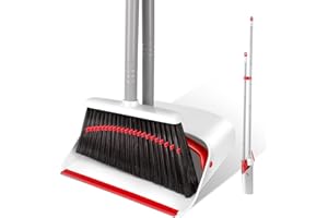 ZNM Broom and Dustpan Set, Upright Broom and Dustpan with Long Handle,Broom and Dust Pan, Outdoor Indoor Dust Pan and Brush f
