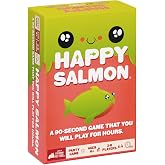 Exploding Kittens Happy Salmon, 3-8 Players, Ages 6+ Group Card Game | Frantically shout your actions, find a matching player, complete the action, and discard your card. Fast 90-second travel fun
