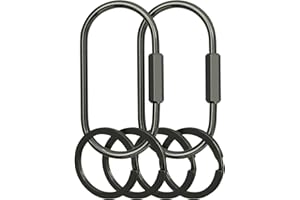 Yebongda Key Chain, Brass Key Rings 2 Pack Screw Lock Key Organizer with 4 Rings Carabiner Keychain Clip for Men and Women