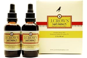 J. CROW'S The Original J.CROW'S® 2% Lugol's Iodine Solution, Iodine + Potassium Iodide, Made in USA, Frustration-Free Packaging, 2oz (2 oz, 2)