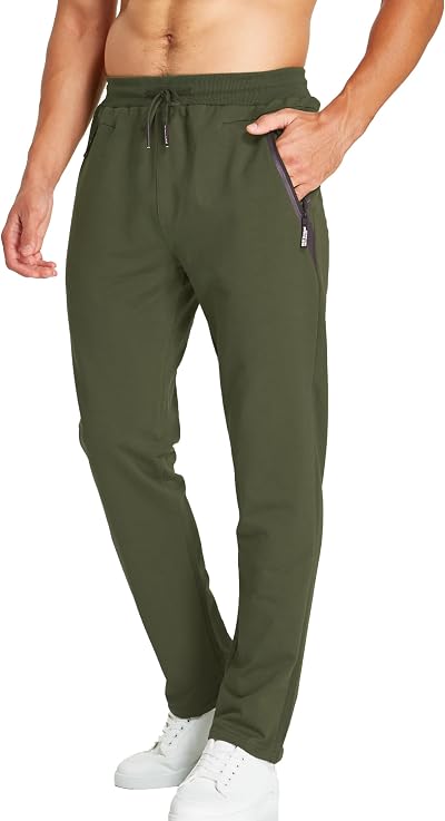 HCSS Mens Joggers Tracksuit Bottoms Army Green M with Zip Pockets Cotton