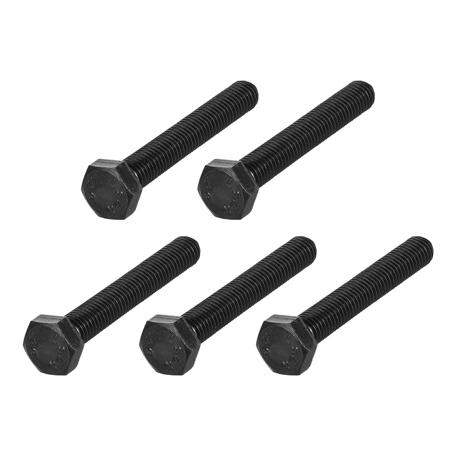 METALLIXITY Hex Bolts (M10-1.5x70mm) 5Pcs, Carbon Steel Fully Threaded Black Oxide, Coarse Thread UNC Hex Head Screw Bolt - for Furniture Repair
