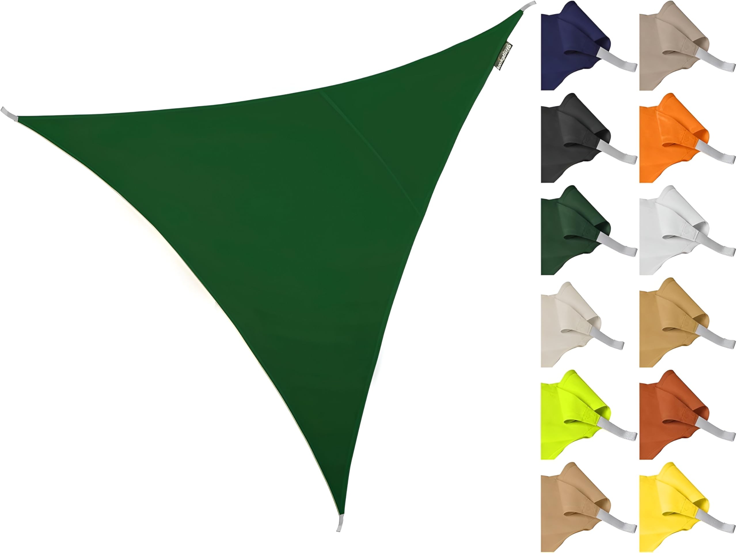 Kookaburra 3.6m Triangle Water Resistant Garden Patio Sun Shade Sail Canopy 96.5% UV Block with Free Rope (Green)