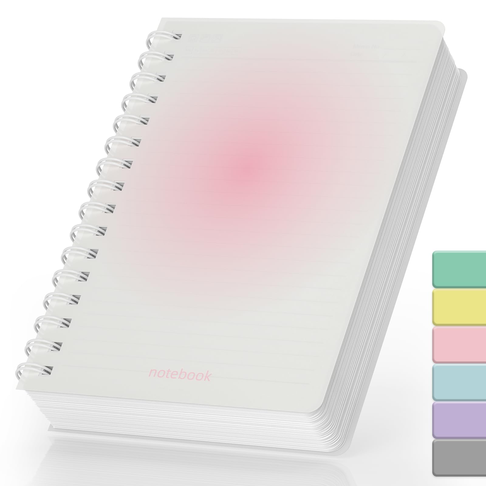 Smarpau Notebook Notepad A5, 300 Pages/150 Sheets Wirebound Spiral Notebooks for Writing, 100gsm Thick Paper PVC Waterproof Journal for Women Men Work School, 14.5 x 21cm - Pink