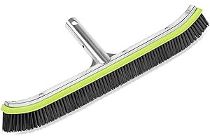 UNIPOOL Professional Swimming Pool Wall & Tile Brush,17.5" Heavy Duty Aluminum Back Head for Cleans Walls, Tiles & Floors, Premium Nylon Bristles with EZ Clips