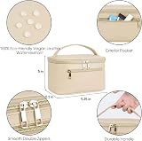 Wandering Nature Travel Makeup Bag with Brush Compartment Beige PU Leather view 5