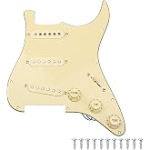 1Pcs Yootones 3Ply Electric Guitar Loaded Prewired Pickguard Pickups Replacement Compatible with Fender Squier Strat Electric Guitar(Yellow)