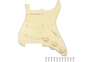 1Pcs Yootones 3Ply Electric Guitar Loaded Prewired Pickguard Pickups Replacement Compatible with Fender Squier Strat Electric Guitar(Yellow)