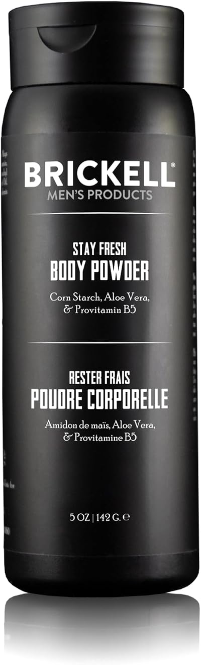 Brickell Men's Stay Fresh Body Powder, Talc-Free, Aloe, 5 oz
