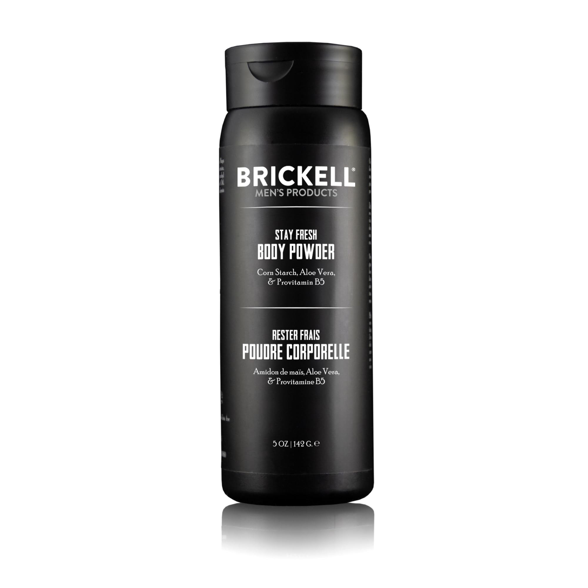 Brickell Men's Products Stay Fresh Body Powder for Men, Natural and Organic Talc-Free, Absorbs Sweat, Keeps Skin Dry (Scented, 5 oz)