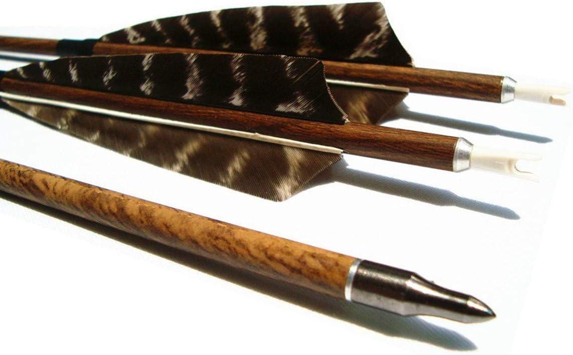 Letszhu Archery Carbon Arrows Wooden Grain Shaft 500 Spine with Feather Fletching for Hunting Target Shooting : Sports & Outdoors