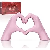 Heart Hand Sculpture, Pink Home Decor Aesthetics for Room Shelf Coffee Table Dining Table Centerpiece, Birthday Gift and Memorial Gift for Women, Girlfriend Girls Mom.