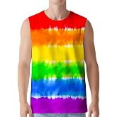 DMPROD Men's Tie Dye Shirt Sleeveless T Shirts Mens Tank Tops Hippies Senior Tees