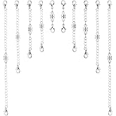 10pcs Magnetic Necklace Clasps, Double Clasp Magnetic Necklace Extenders Adjustable Lobster Clasp Necklace Extender Extension Chains for Bracelet Anklet Jewelry Making (Silver)
